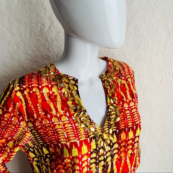 Jones New York Med Tunic Dress Rhinestone Multi - Picture 3 of 6